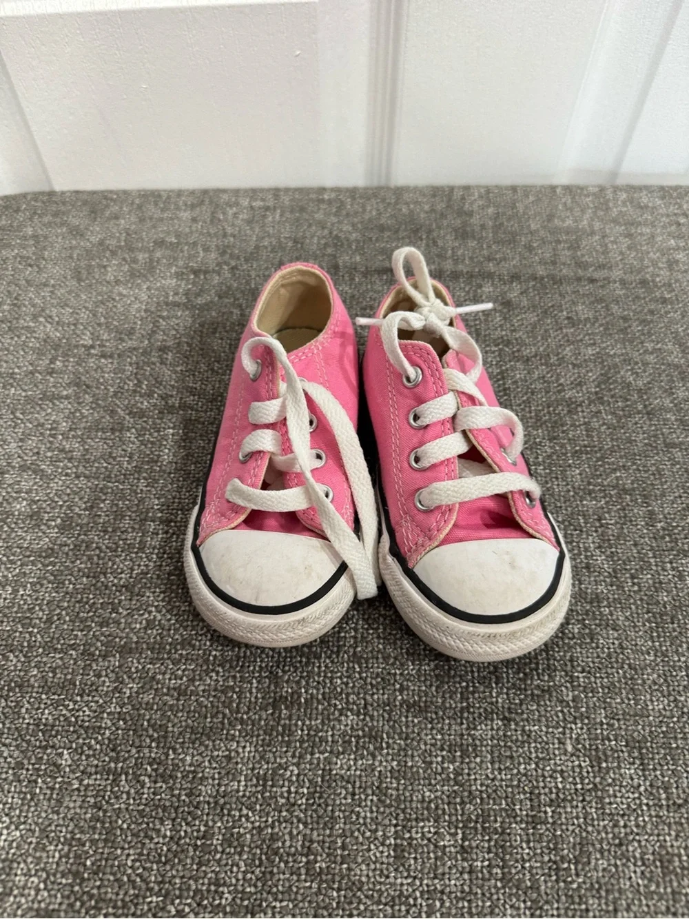 Converse Kids Pink Canvas Lace-Up Sneakers with White Accents